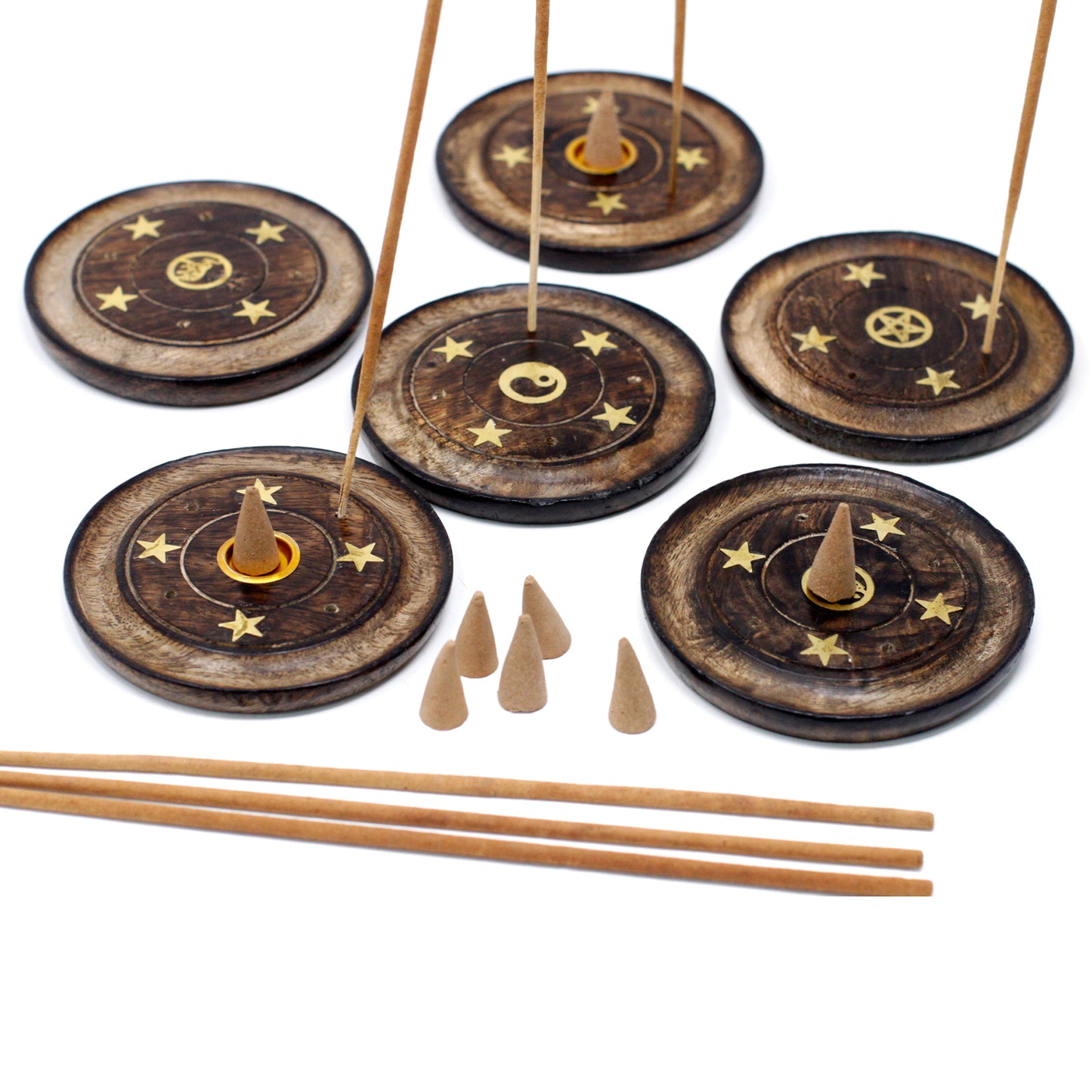 Manche en bois 10 cm (cône et encens)