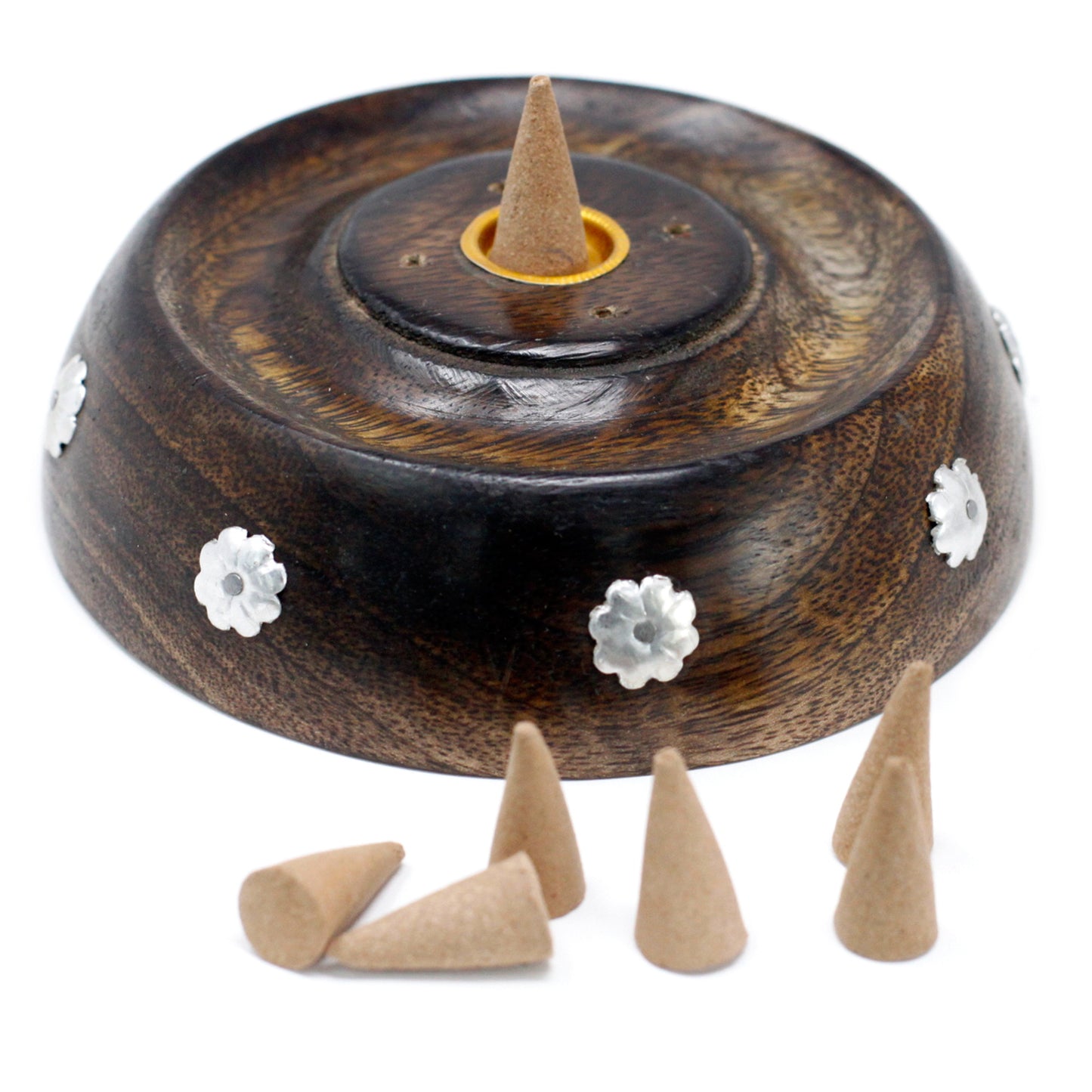 Brûleur à cônes et bâtonnets - Design assorti - Bois de manguier