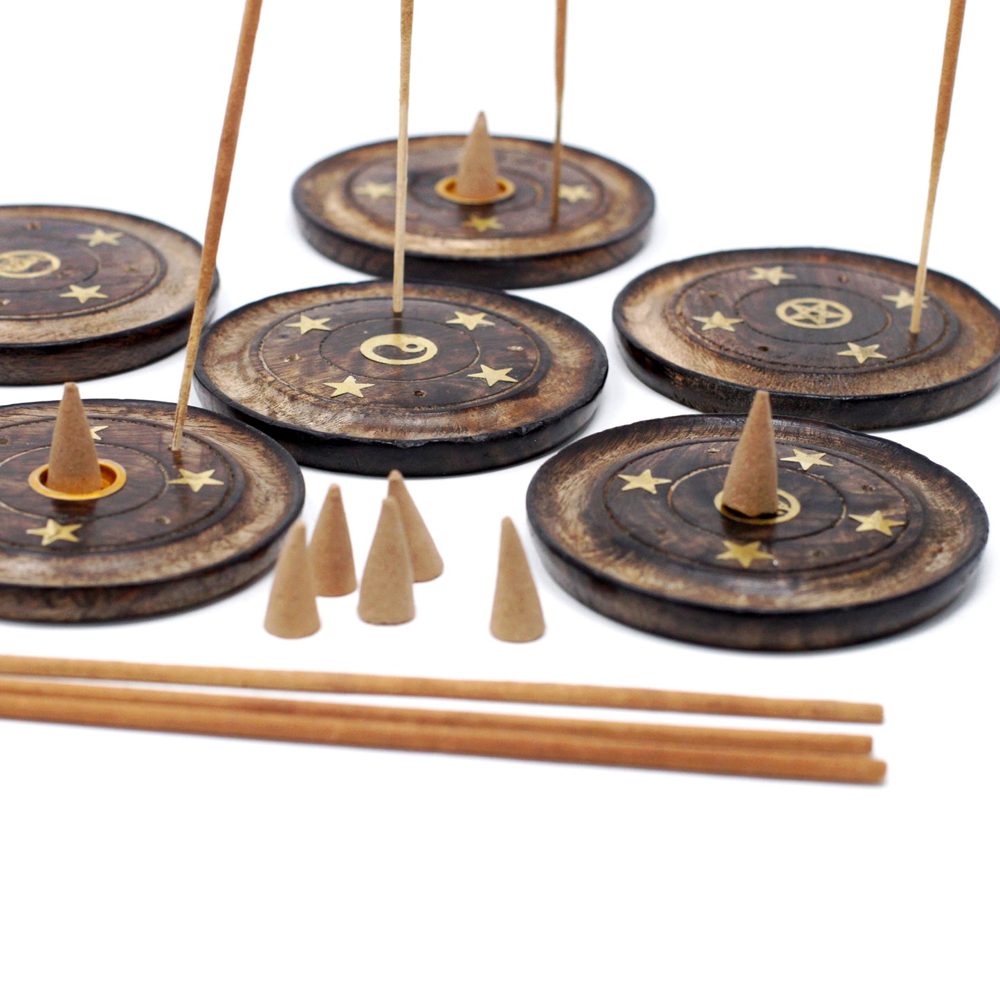 Manche en bois 10 cm (cône et encens)