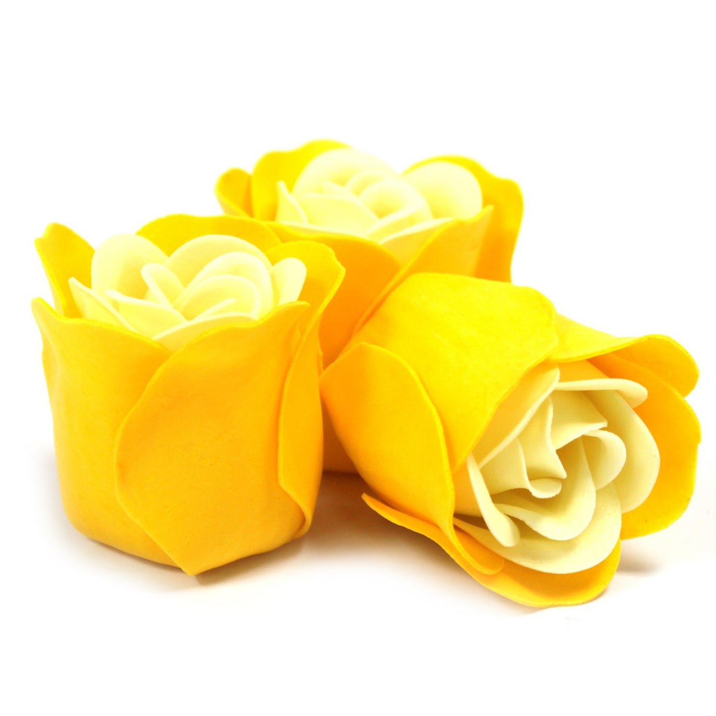 Coffret 3 fleurs de savon en forme de cœur - Roses printanières