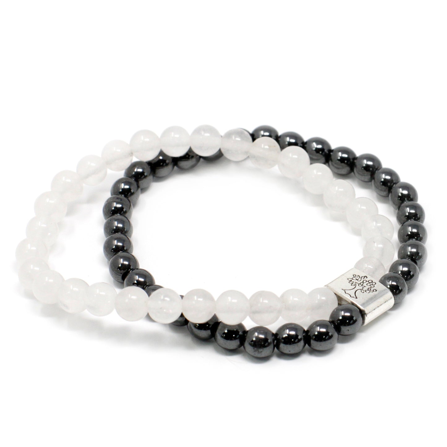 Bracelet magnétique en pierres précieuses - Quartz blanc