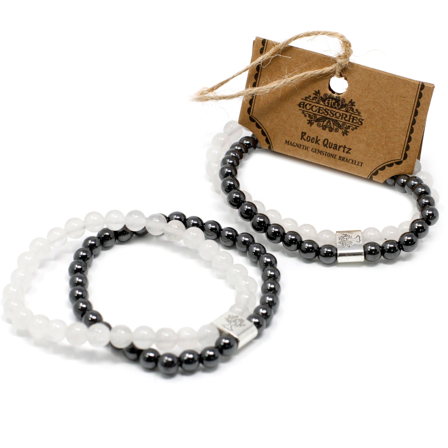 Bracelet magnétique en pierres précieuses - Quartz blanc