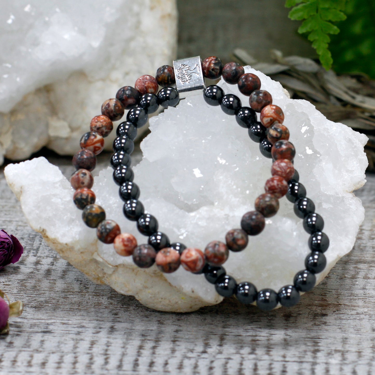 Bracelet magnétique en pierres précieuses - Peau de léopard