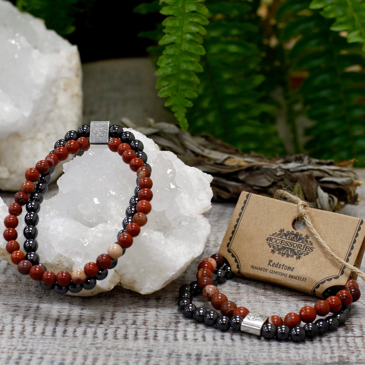 Bracelet magnétique en pierres précieuses - Pierre rouge