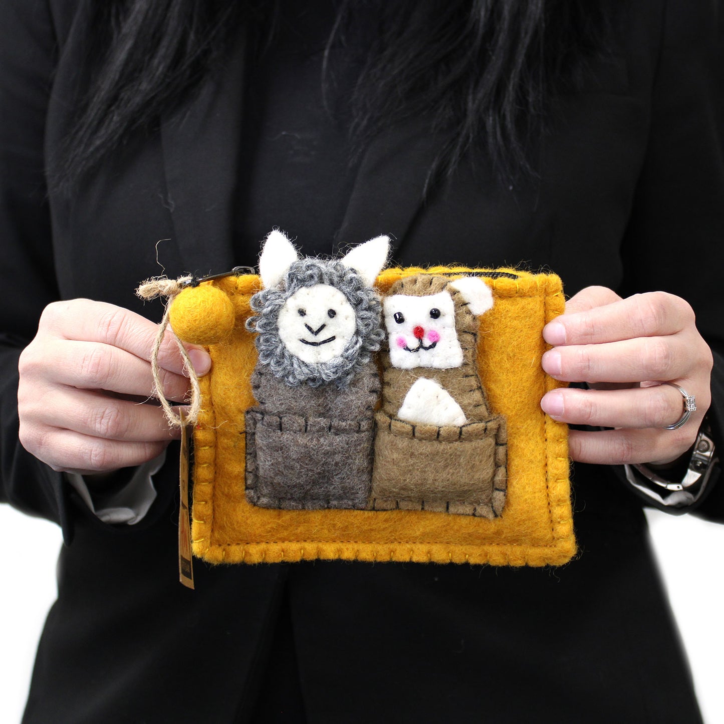 Sac avec marionnettes à doigts - Ours et mouton