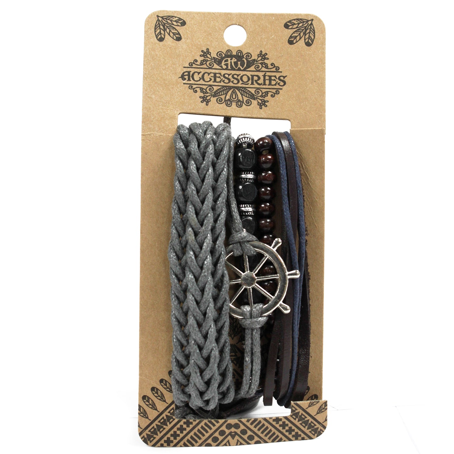 Bracelet homme - Métal et cuir (couleur aléatoire)