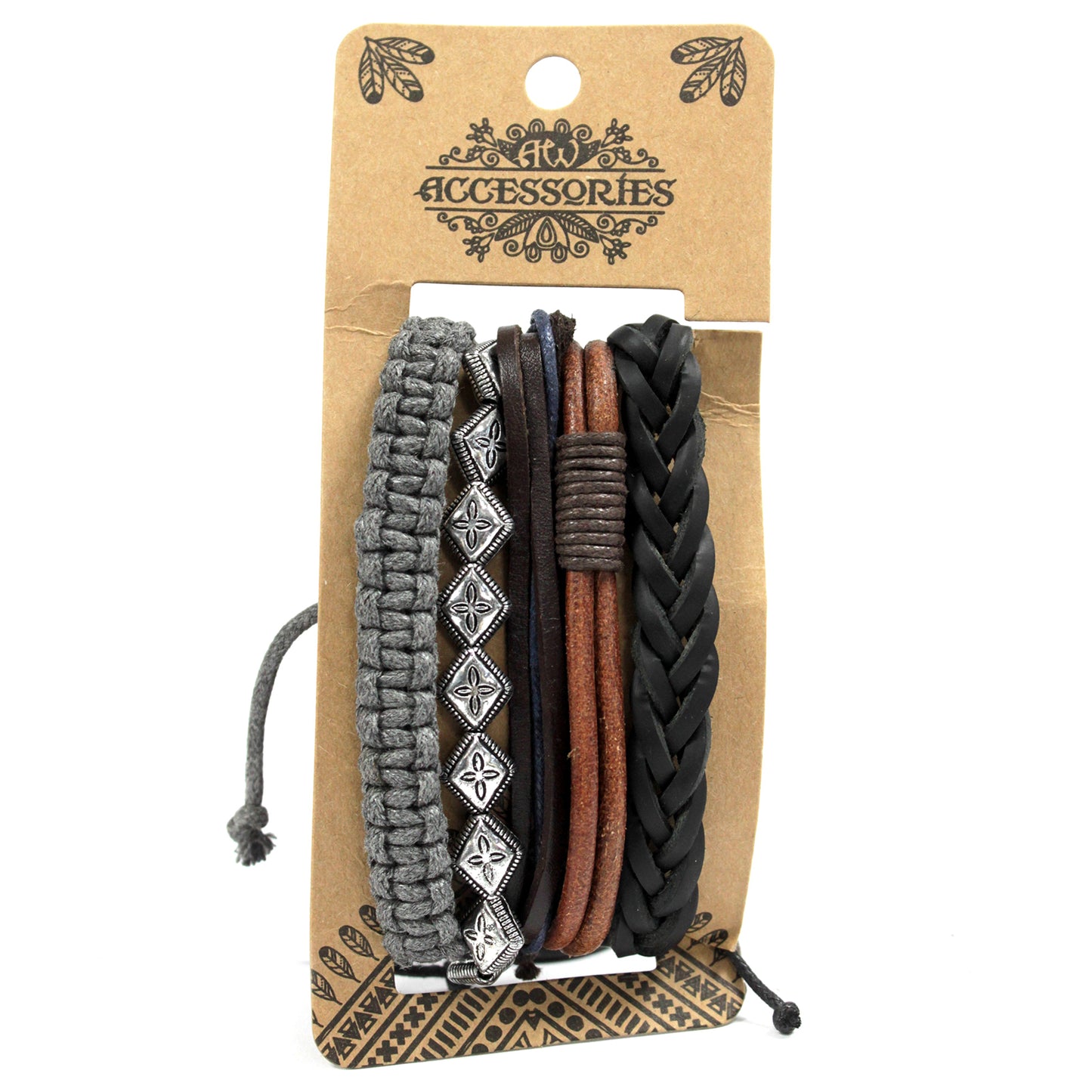 Bracelet homme - Métal et cuir (couleur aléatoire)
