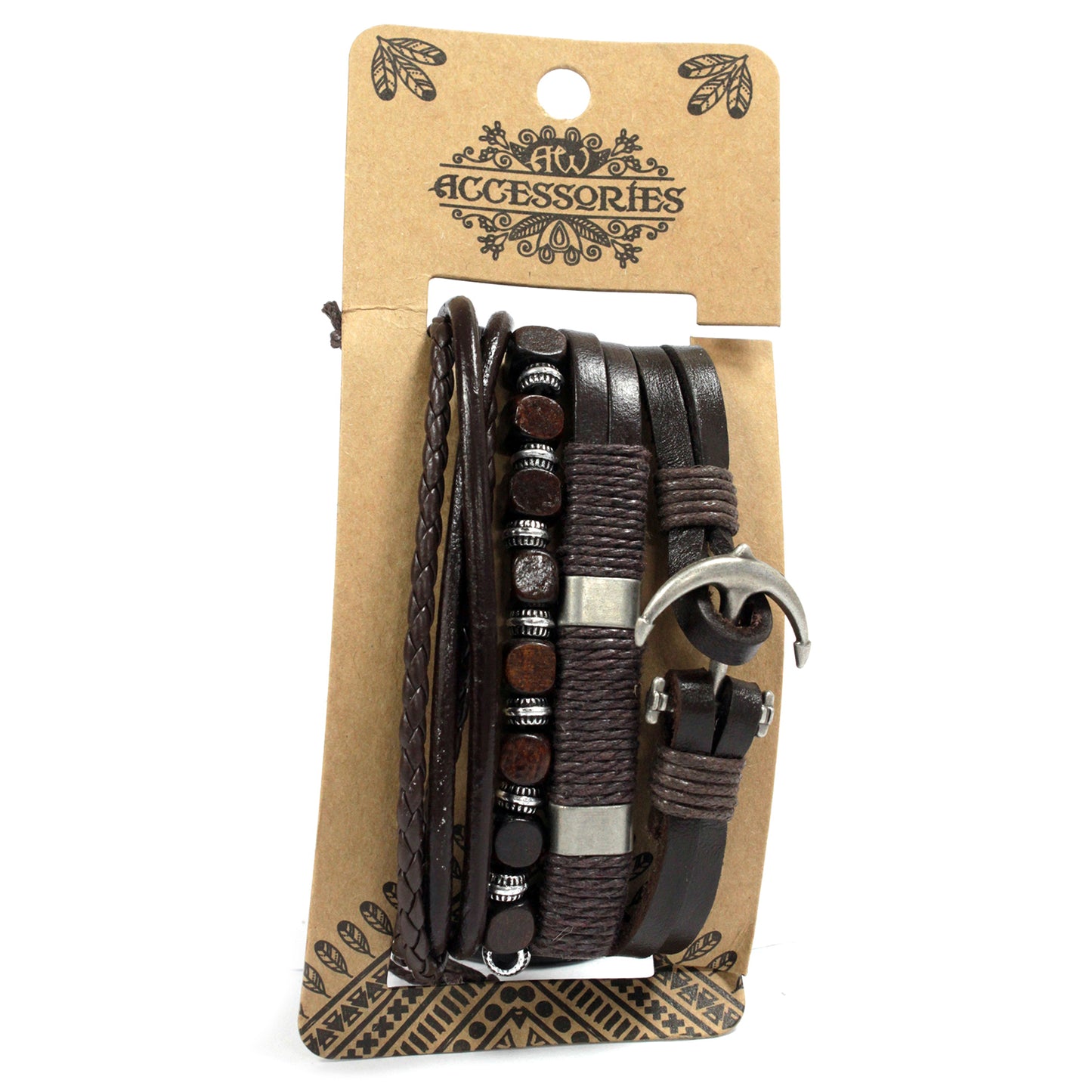 Bracelet homme - Métal et cuir (couleur aléatoire)