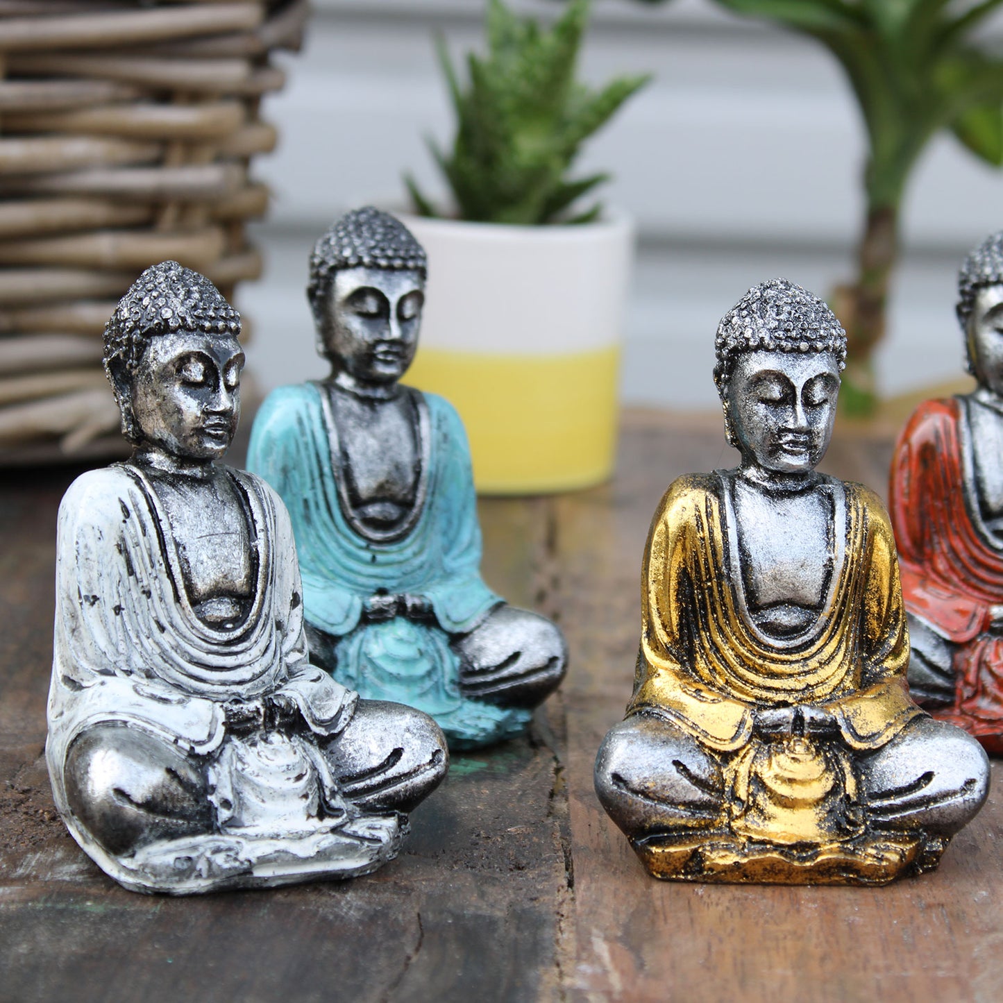 6 x Mini Bouddha argenté (couleurs assorties)