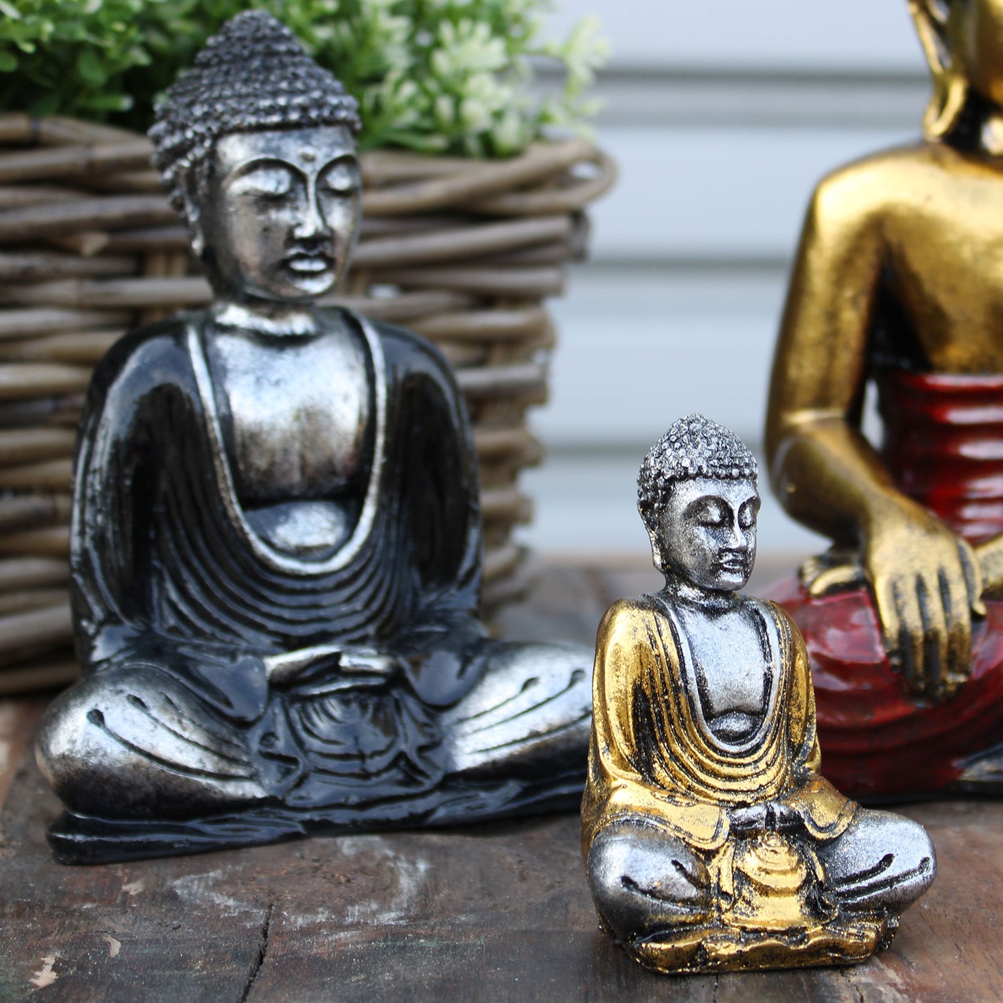 6 x Mini Bouddha argenté (couleurs assorties)