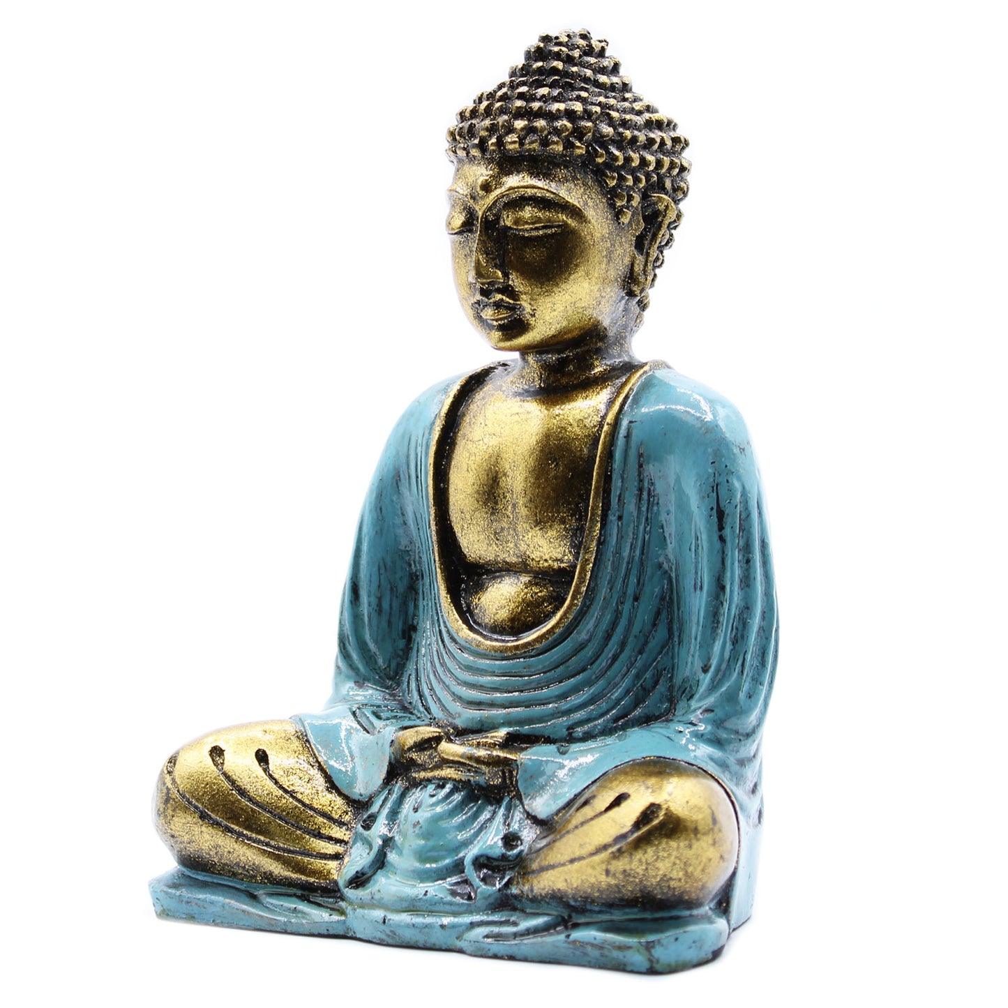 Bouddha bleu sarcelle et or - Moyen