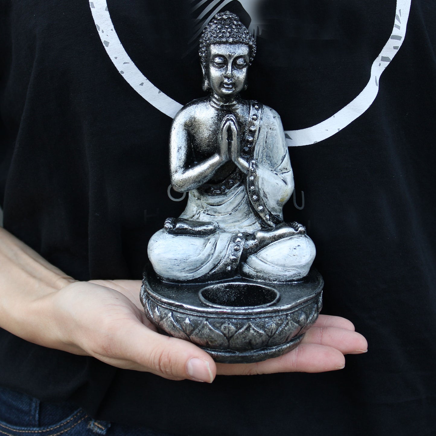 Bougeoir Bouddha - Blanc - Moyen