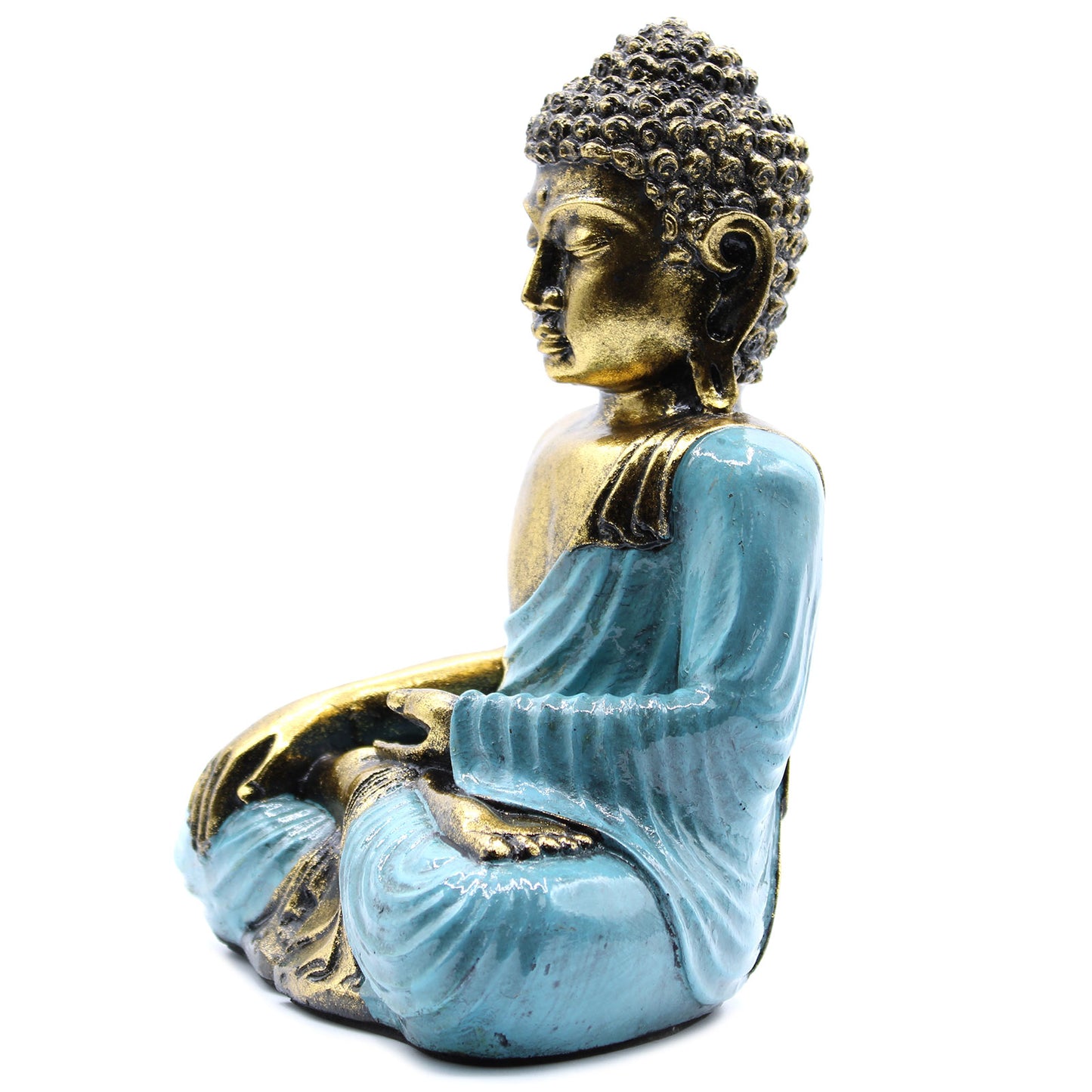 Bouddha bleu sarcelle et or - Grand