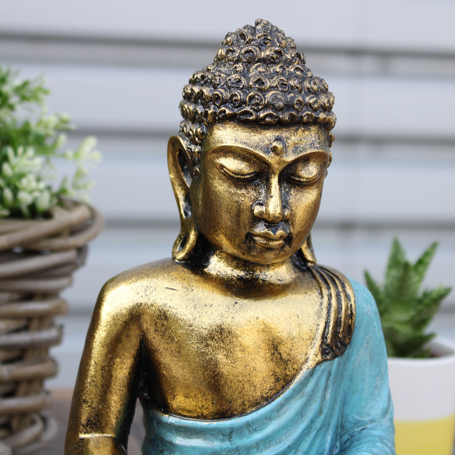 Bouddha bleu sarcelle et or - Grand