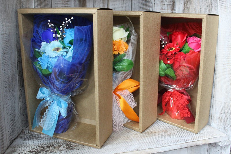 Bouquet de fleurs de savon dans une boîte - vert