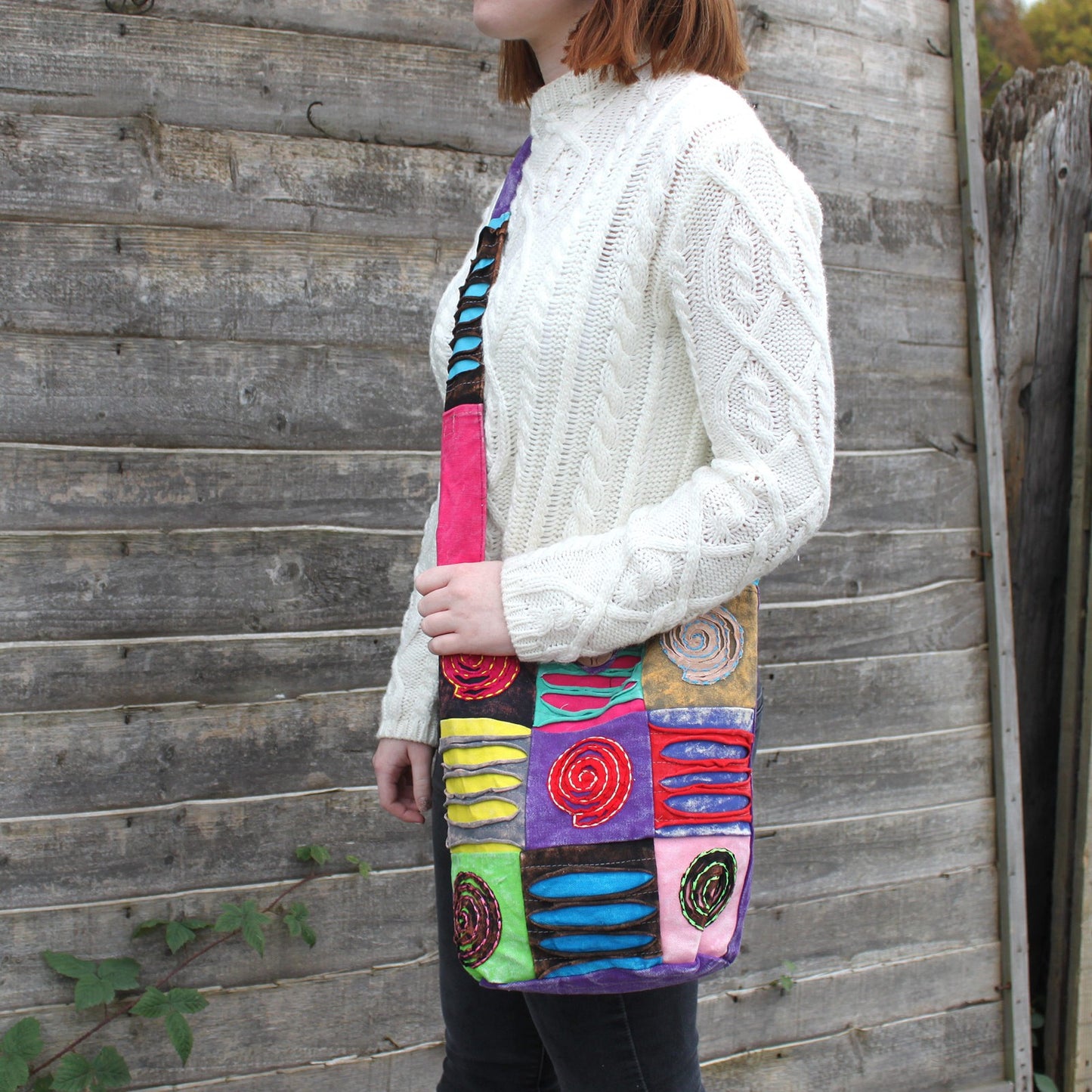 Sac ethnique style hippie - Violet / Spirale