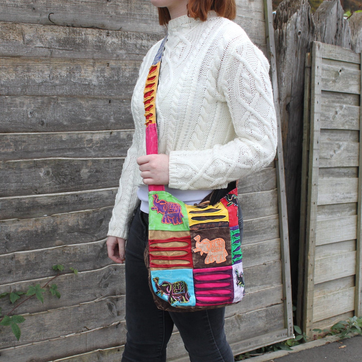 Sac ethnique style hippie - Chocolat / Éléphant