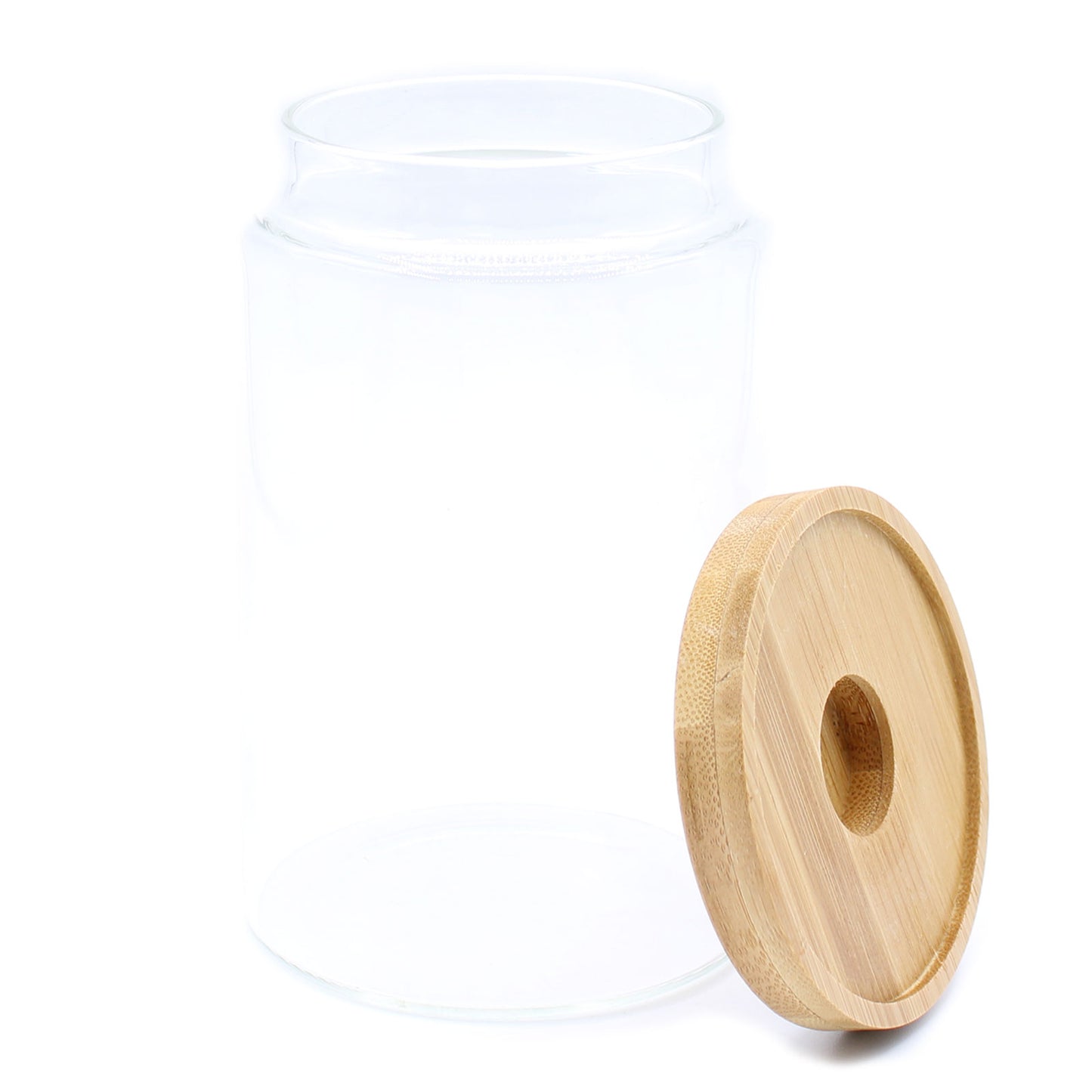 Bocal en verre avec couvercle en bambou - 10 cm