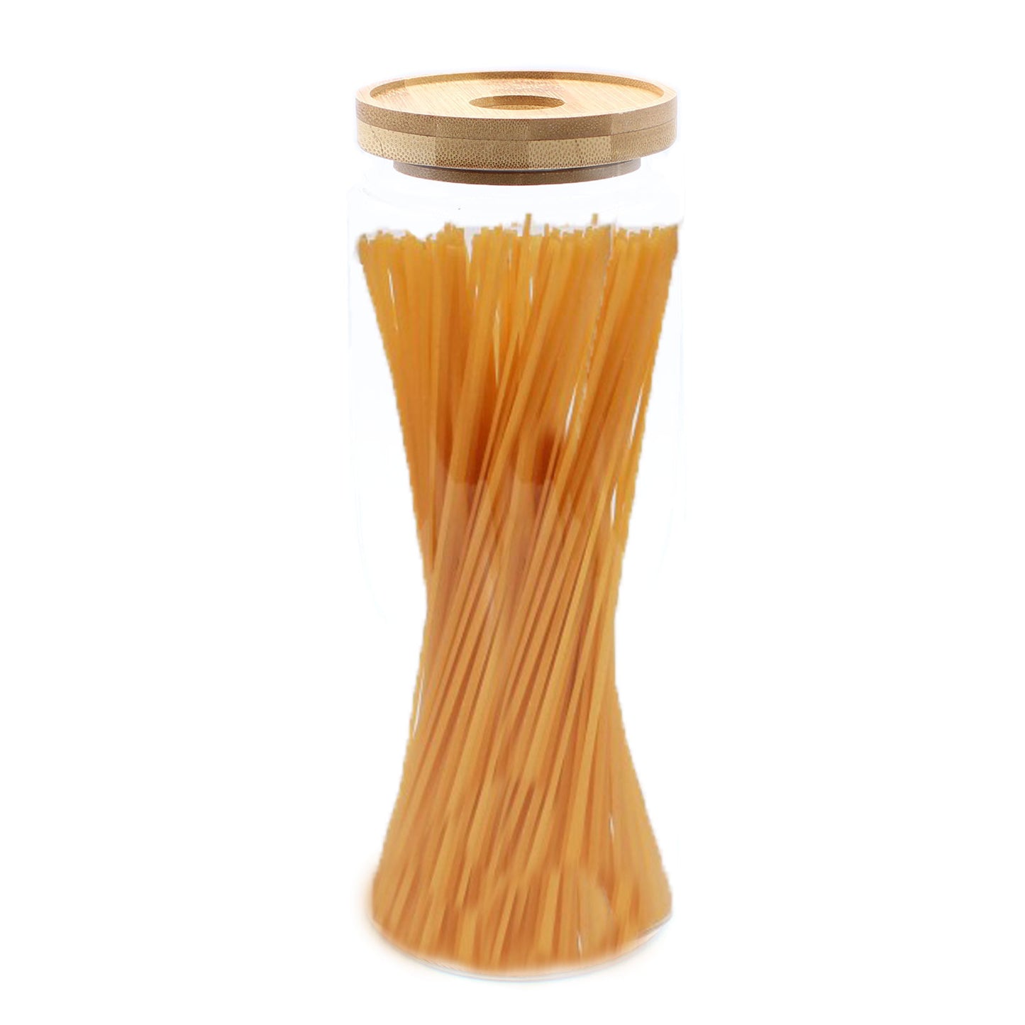 Bocal en verre avec couvercle en bambou - 25 cm