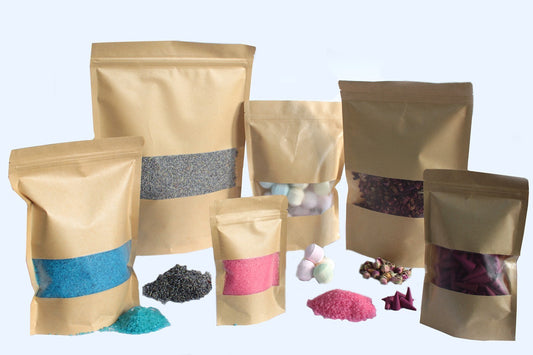 10 x Bolsas kraft con ventana 10x20m