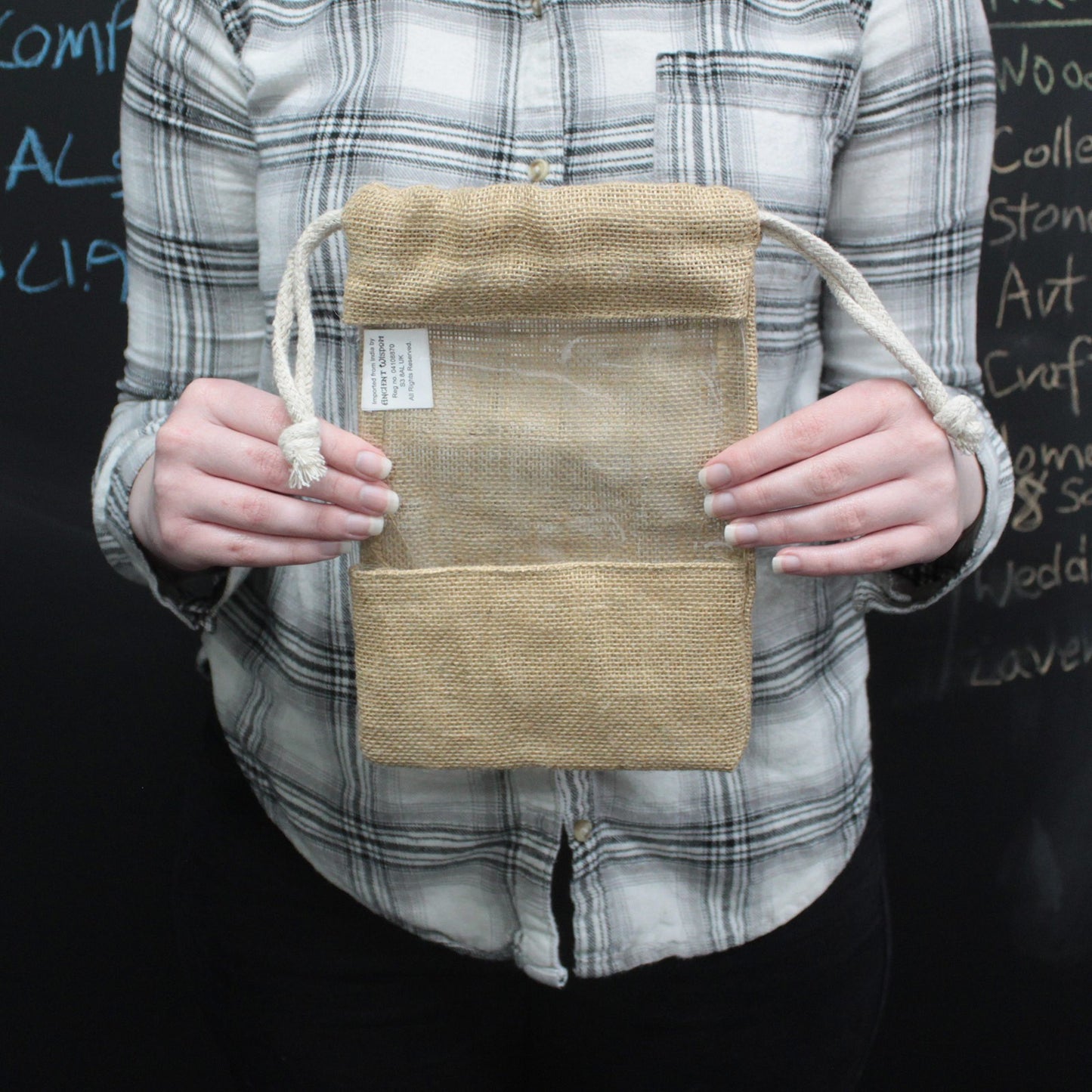 Sac en jute avec fenêtre 25x16cm
