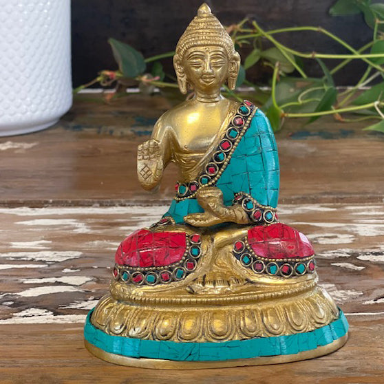 Messing Buddha Figur - Segen - 15cm
