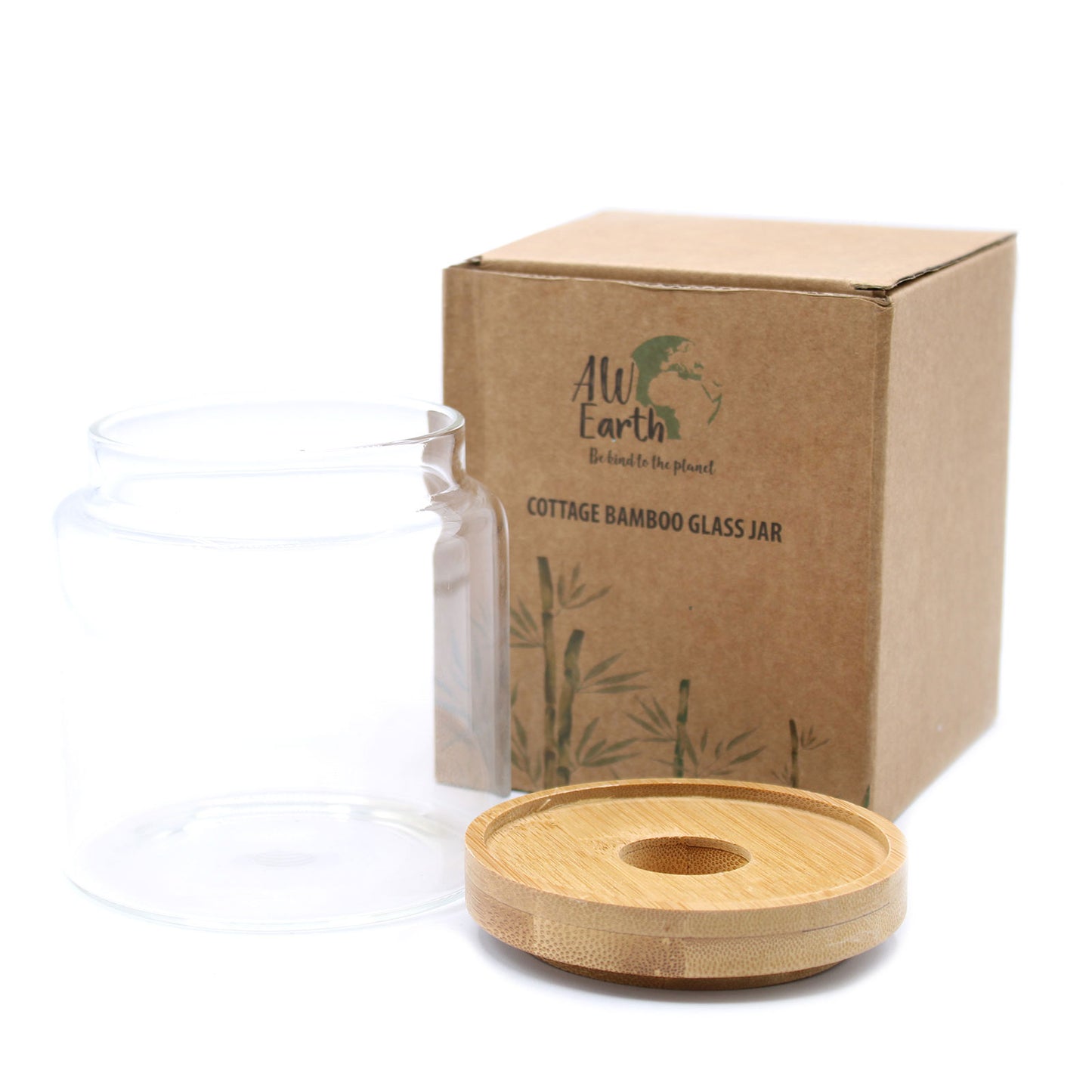 Bocal en verre avec couvercle en bambou - 10 cm