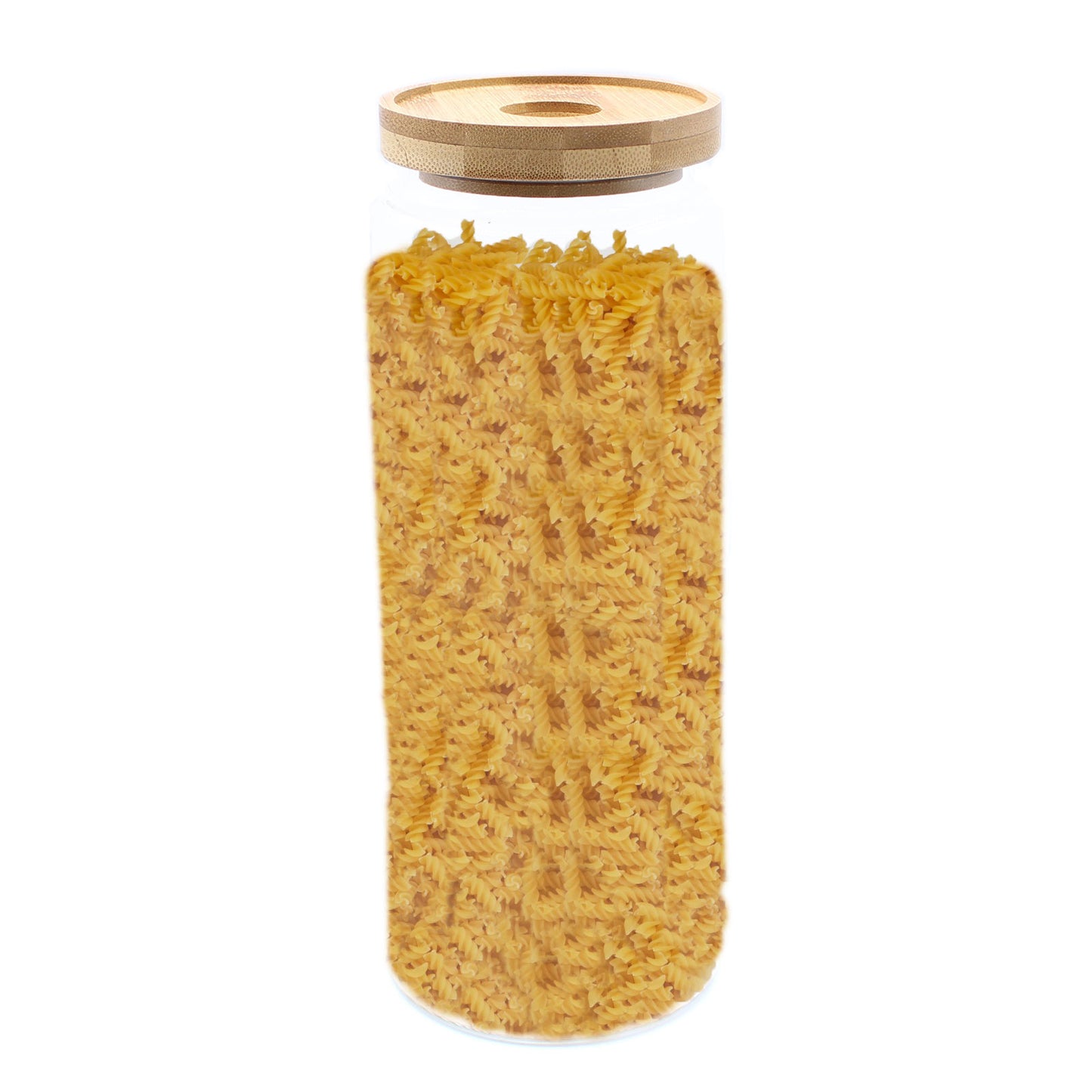 Bocal en verre avec couvercle en bambou - 20 cm