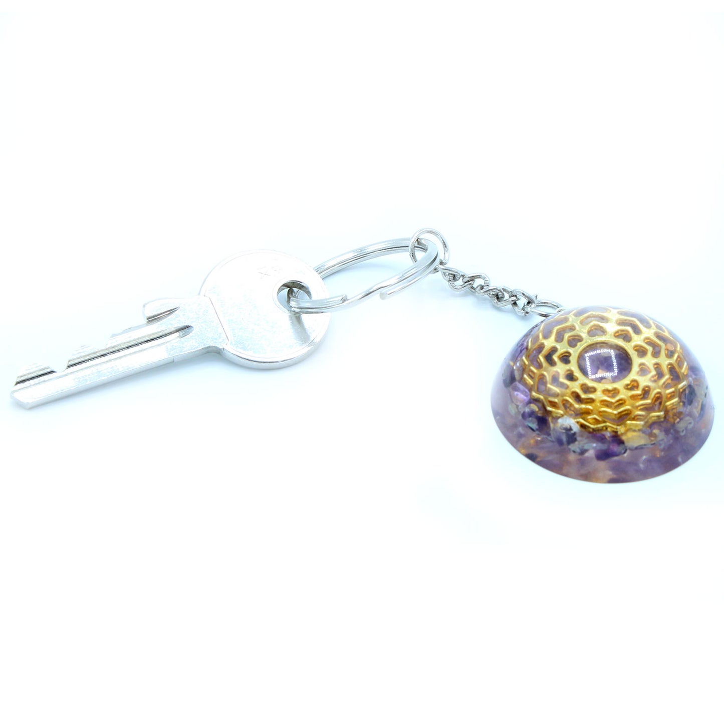 Porte-clés Orgonite Power - Cœurs Mandala Améthyste