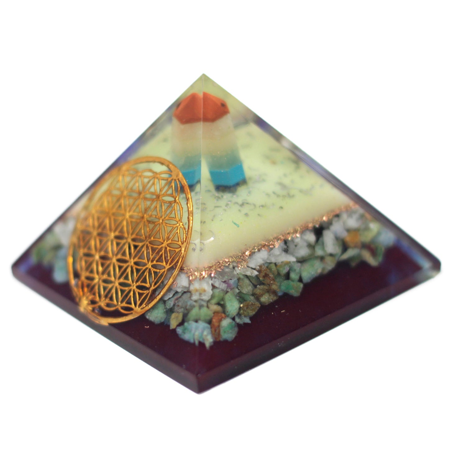 Grande pyramide d'organite 70 cm - Symbole Fleur de Vie