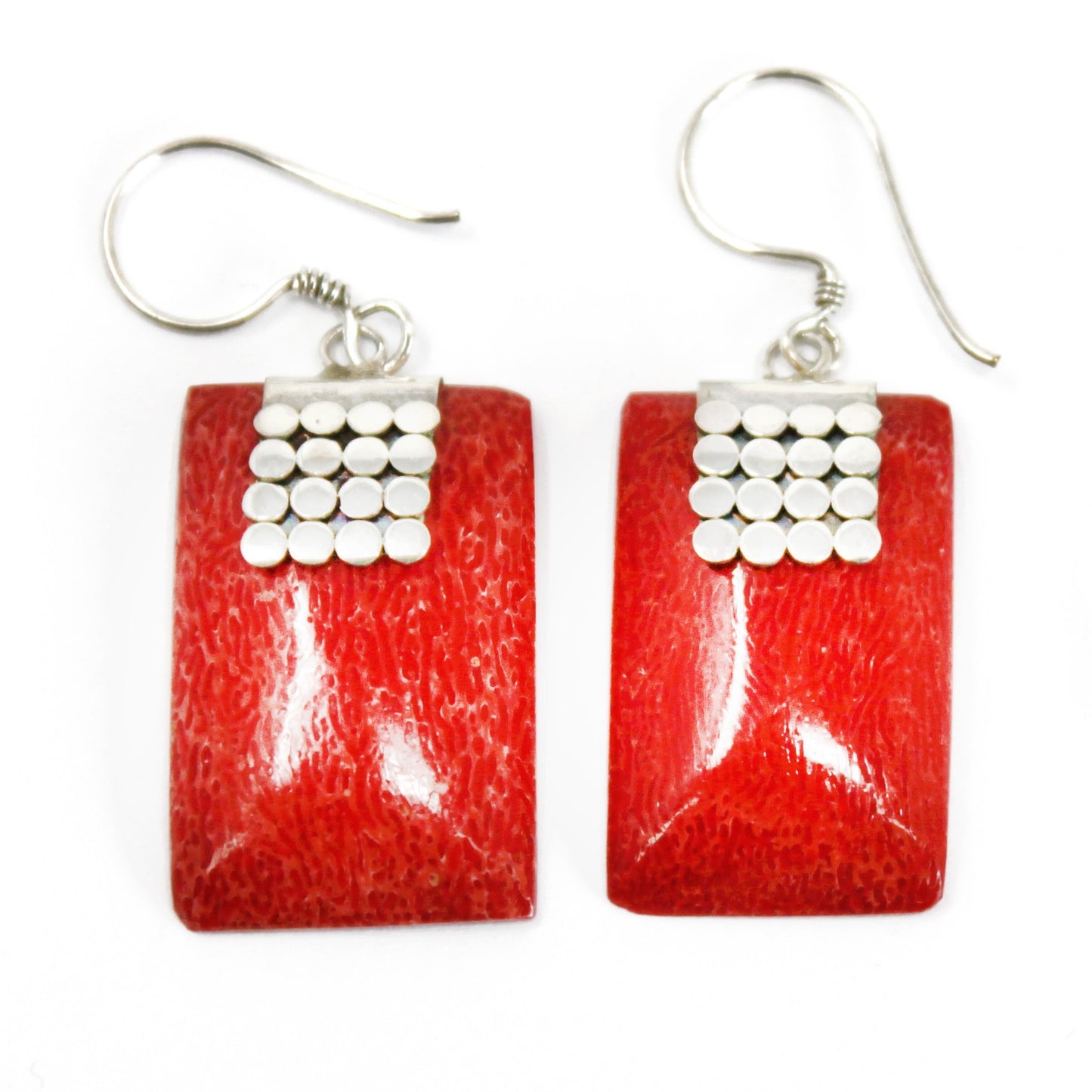 Boucles d'oreilles argent et corail - Mini Discos SQ