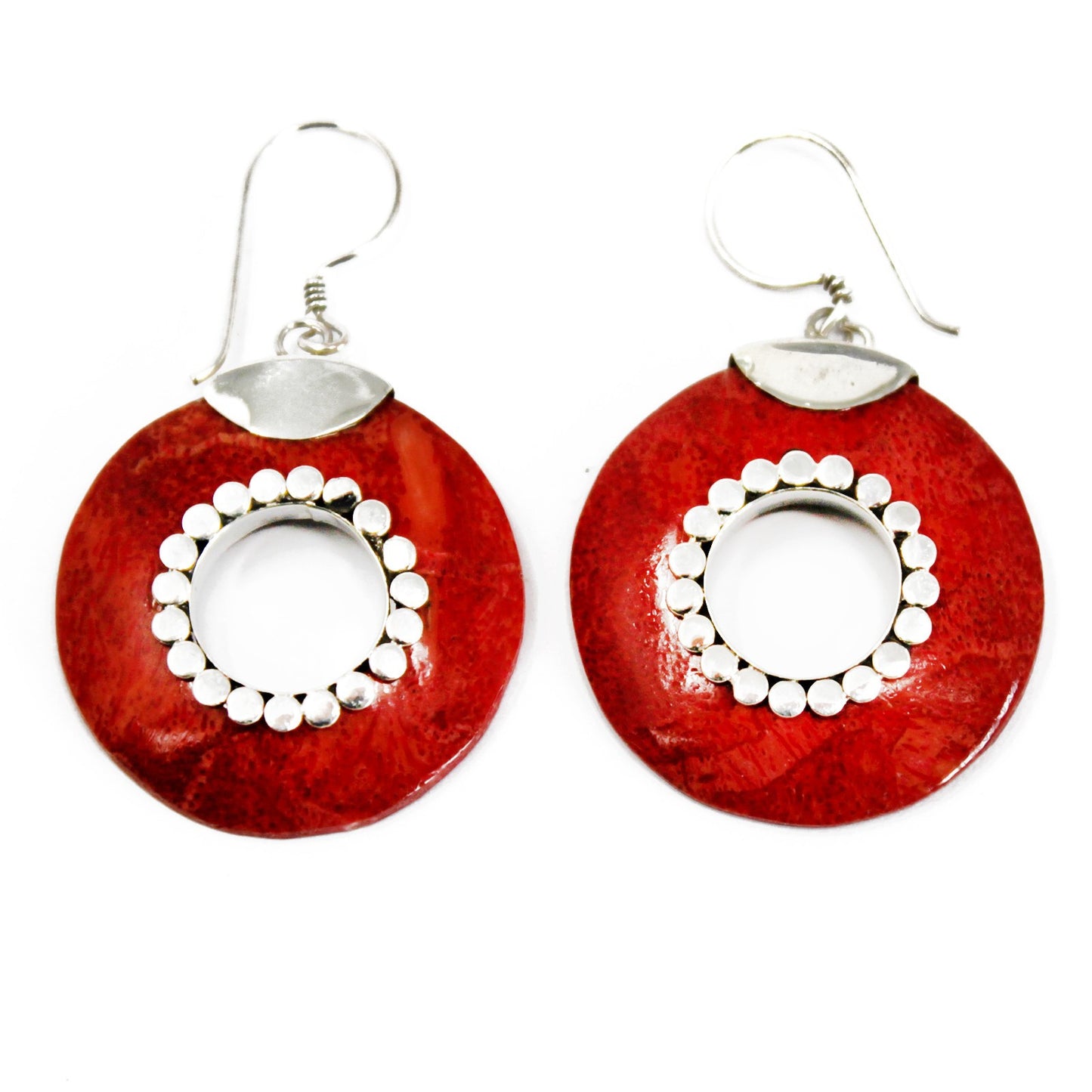 Boucles d'oreilles argent et corail - Nuts
