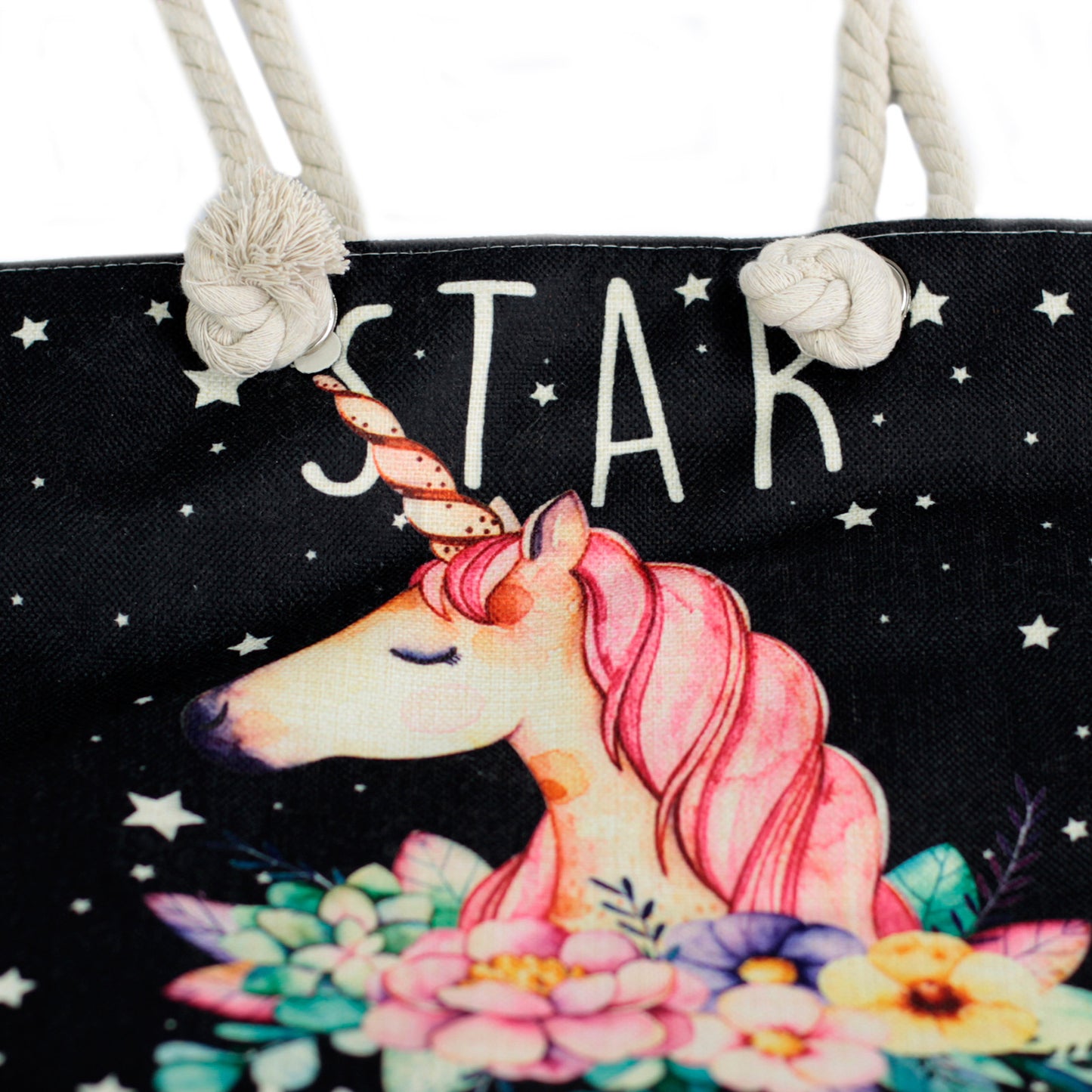 Sac cabas avec anse en corde - licorne