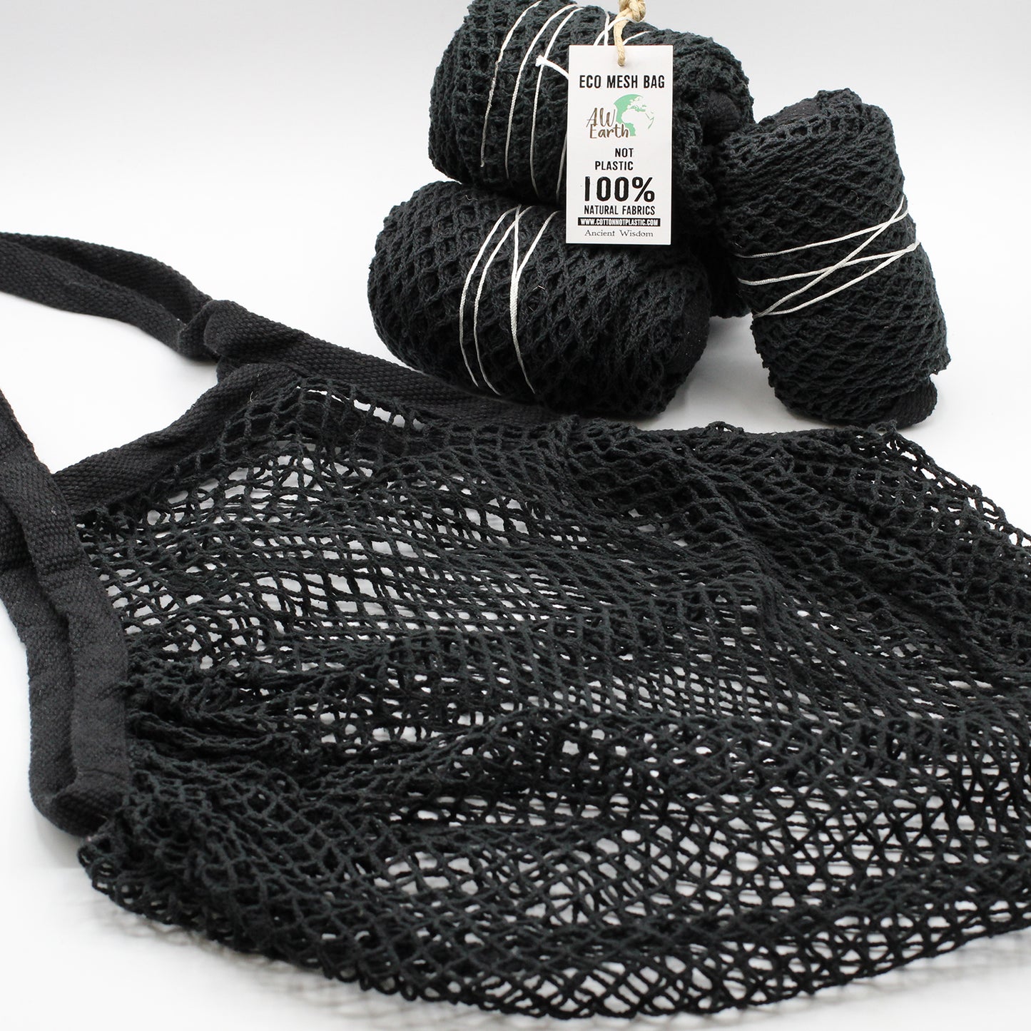 Sac en maille de coton pur - Noir