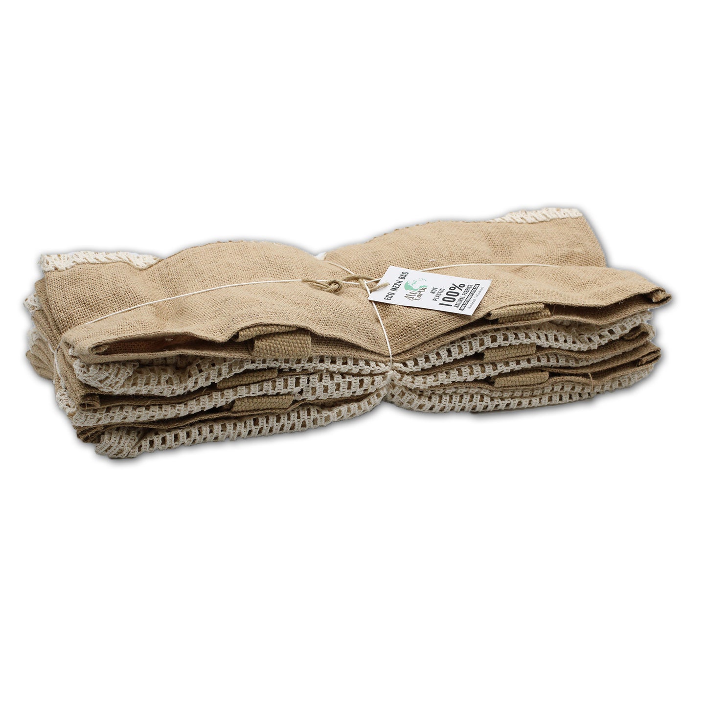 Sac en pur jute doux et filet de coton - Rose
