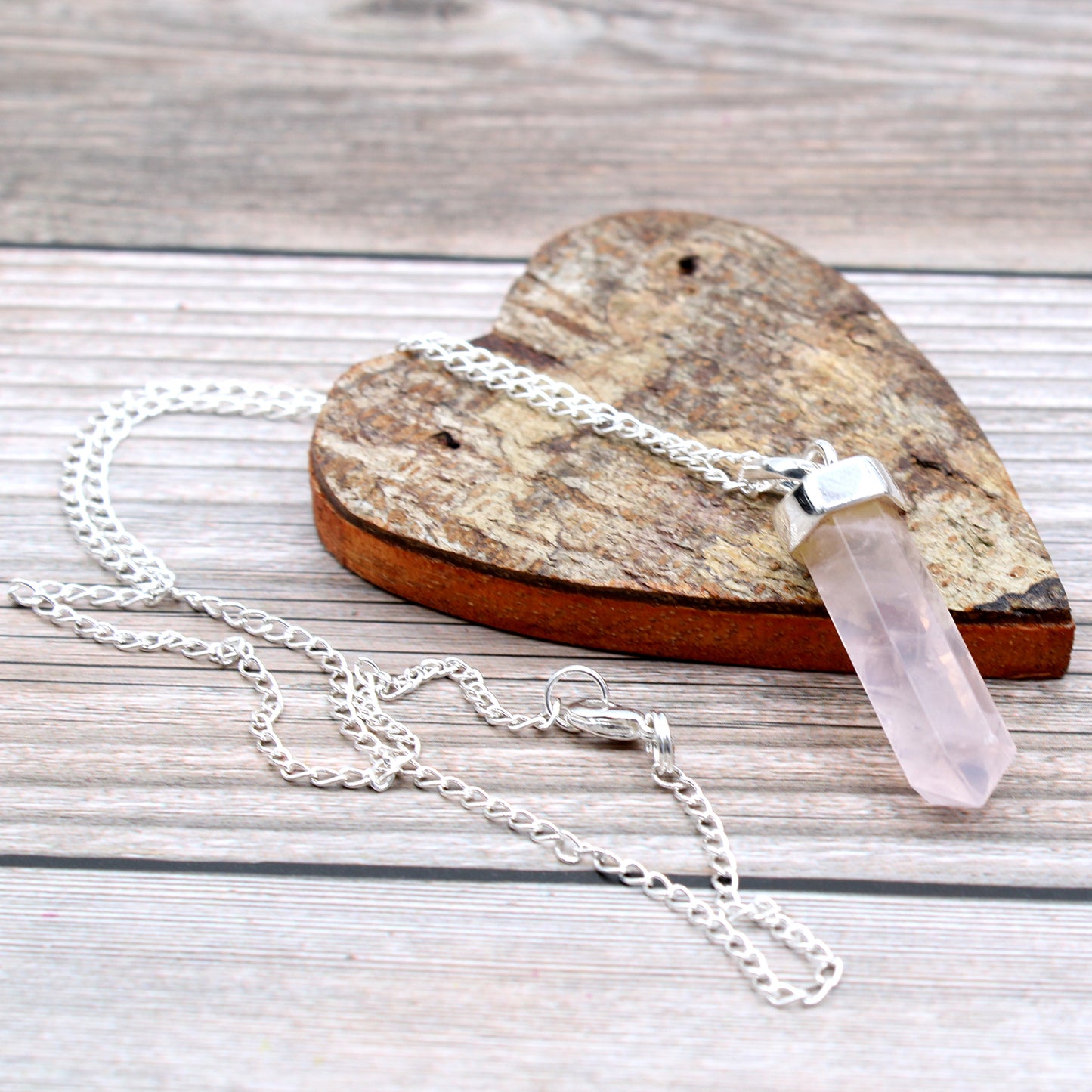 Pendentif classique en pierre précieuse - Quartz rose