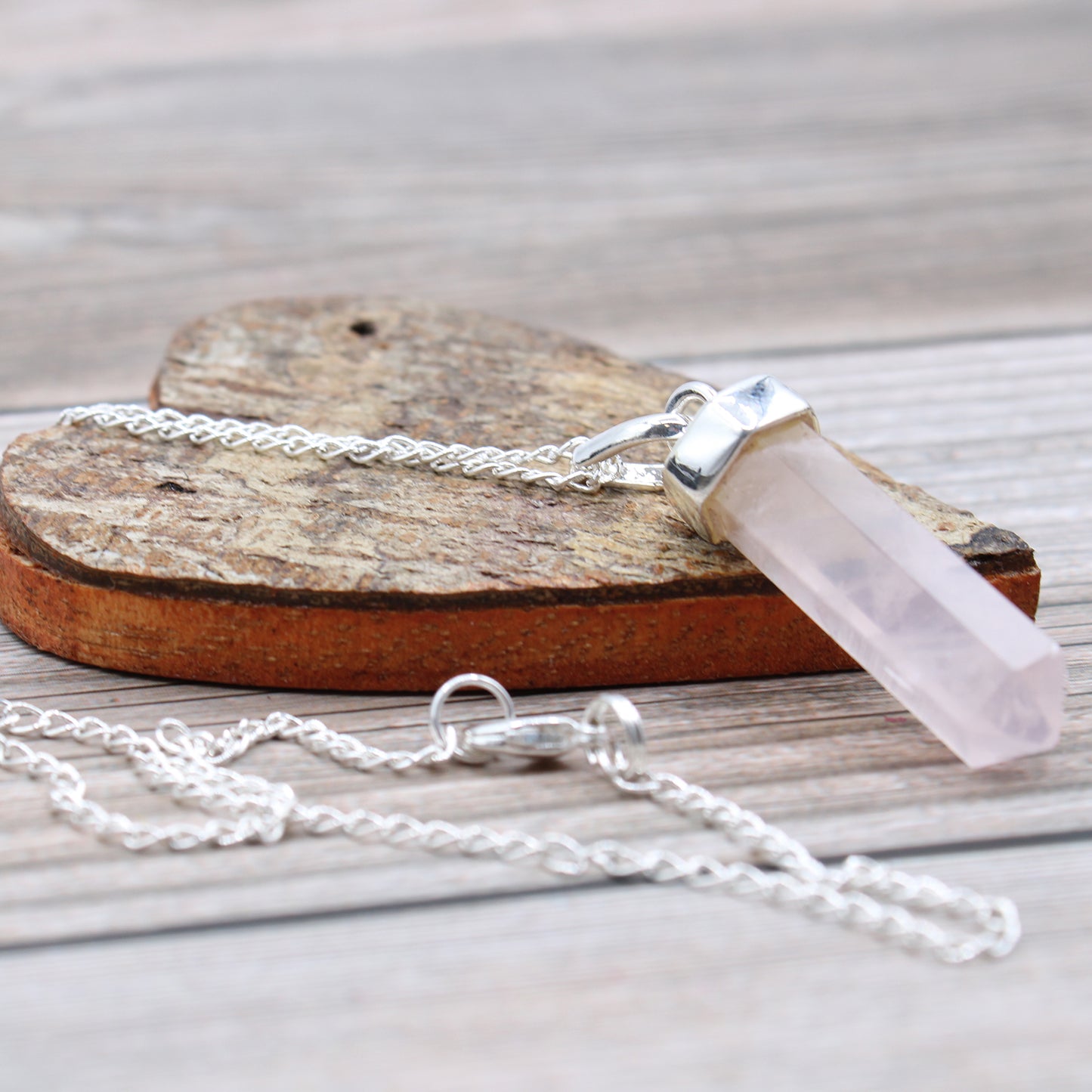 Pendentif classique en pierre précieuse - Quartz rose
