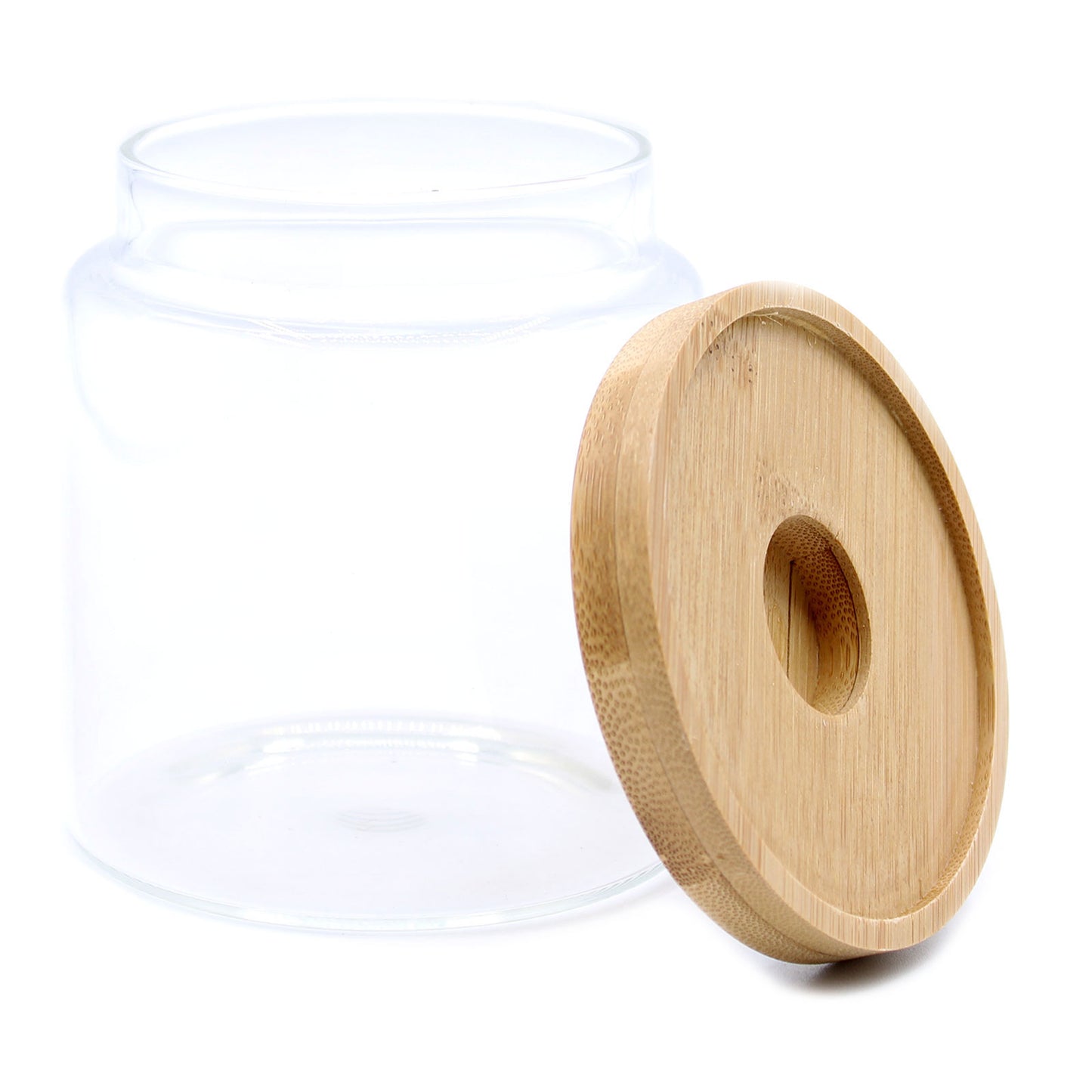 Bocal en verre avec couvercle en bambou - 10 cm