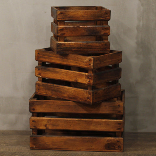 Obstkisten 3er Set - Braun