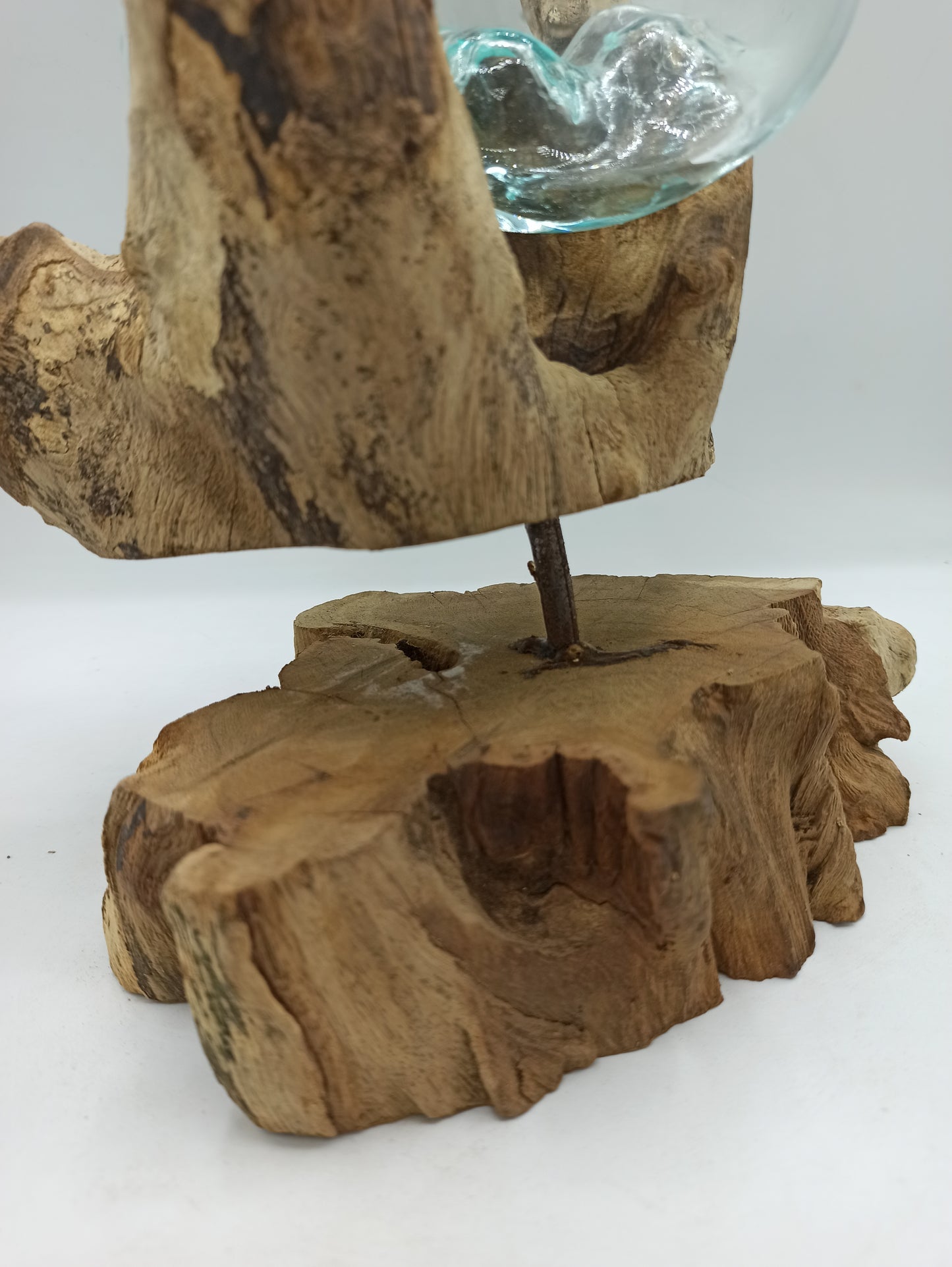Vidrio fundido sobre madera con soporte - Cuenco grande