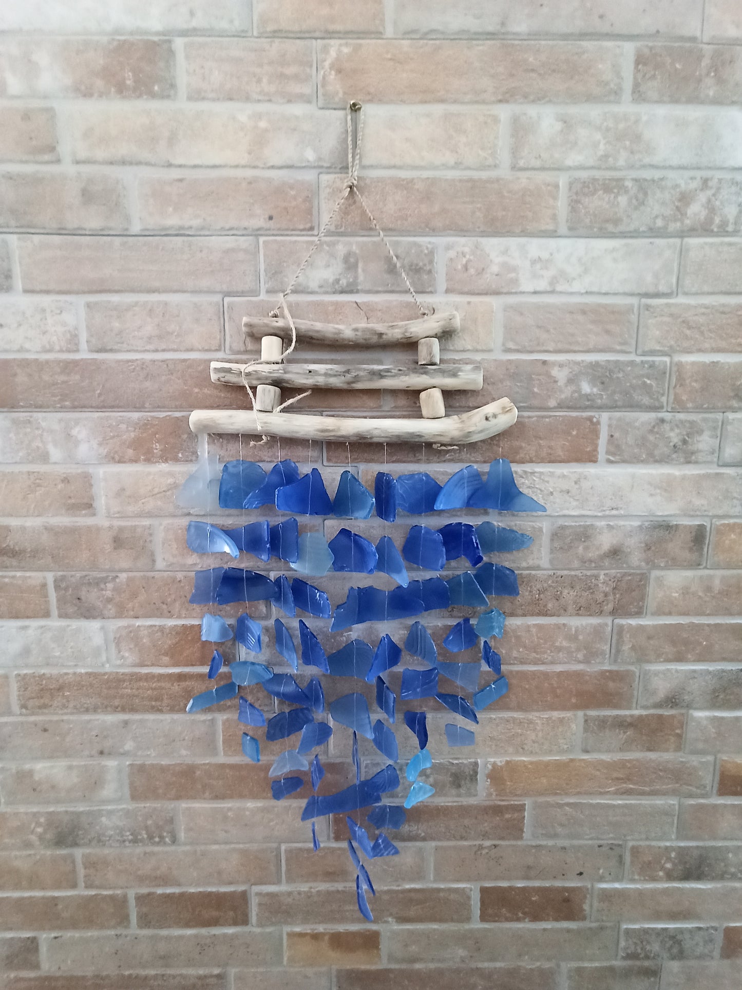 Carillon éolien en verre recyclé - Bleu