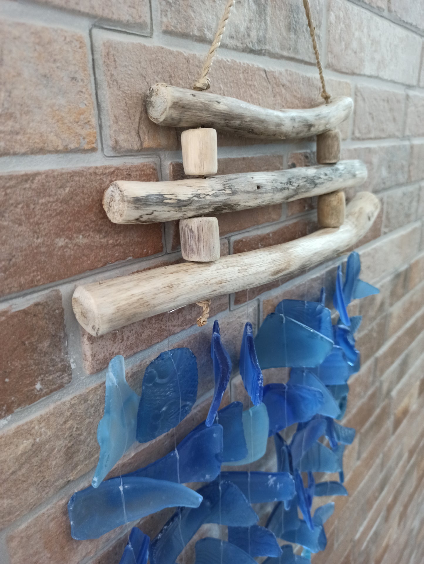Carillon éolien en verre recyclé - Bleu