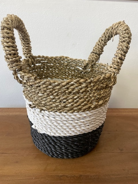 Ensemble de paniers en jonc de mer - Gris foncé / Blanc / Naturel