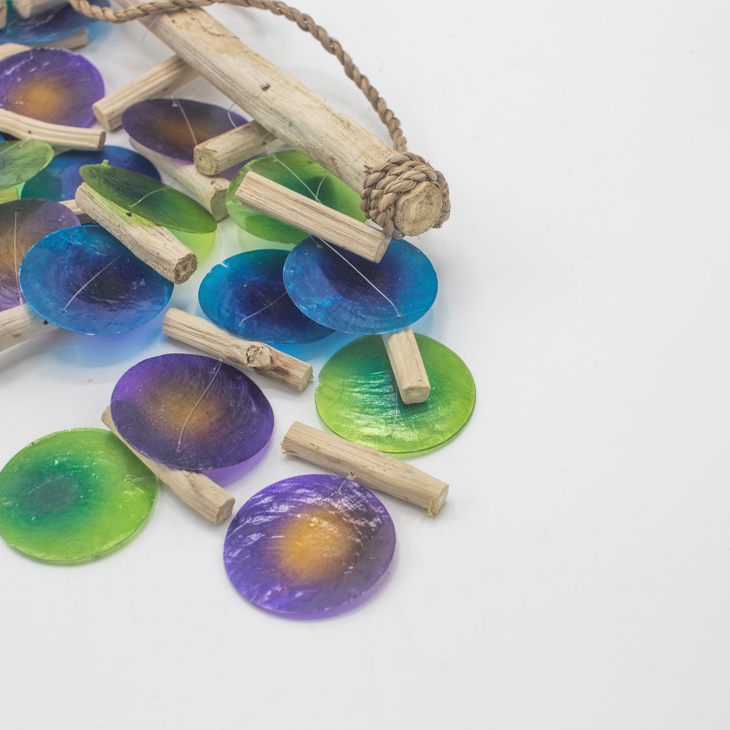Carillon en bois flotté - Vert et violet