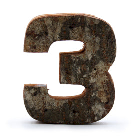 Lettre en écorce rustique - « P » (12) - Petite 7 cm