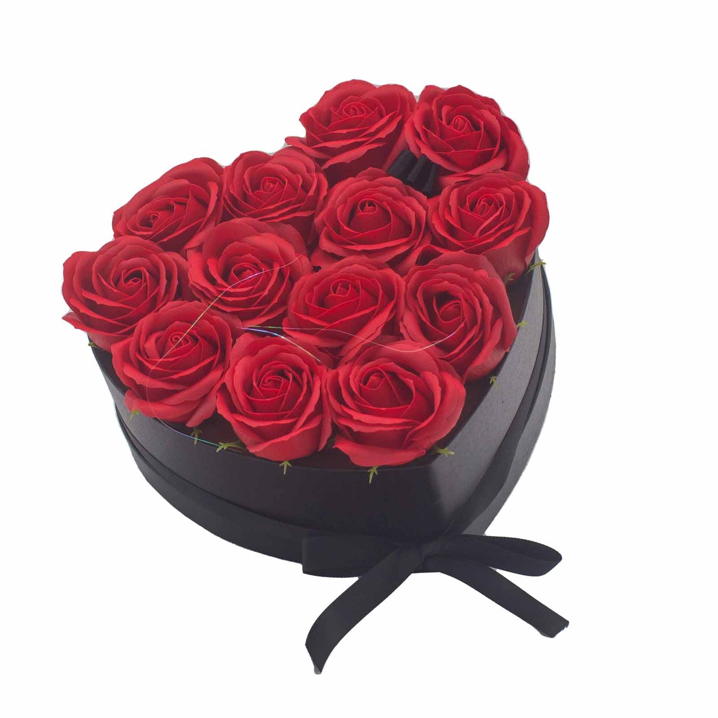 Coffret cadeau - Fleur de savon 13 roses rouges - Cœur