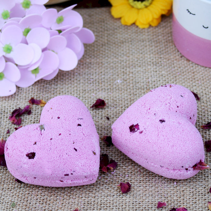 Bombes de bain cœur 70 g - Ylang et rose