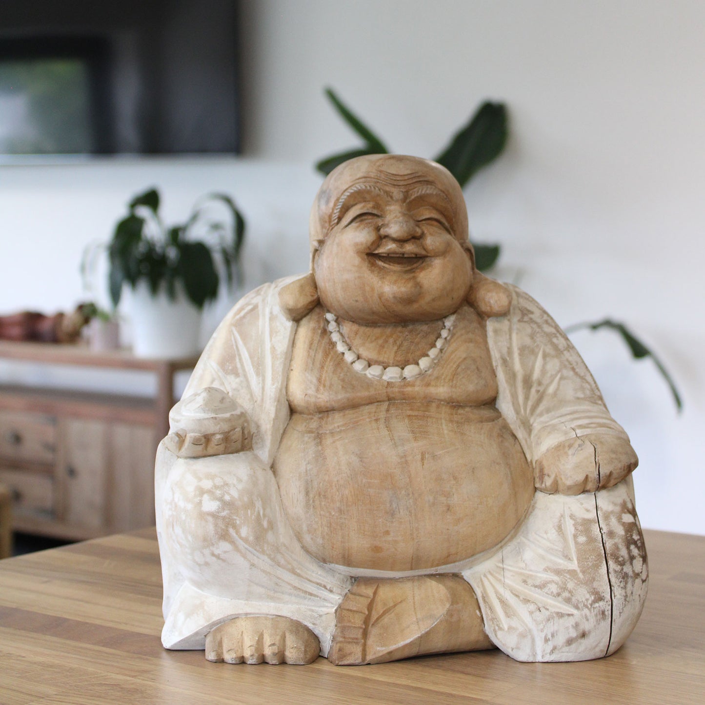 Buda Feliz - Blanqueado 30cm