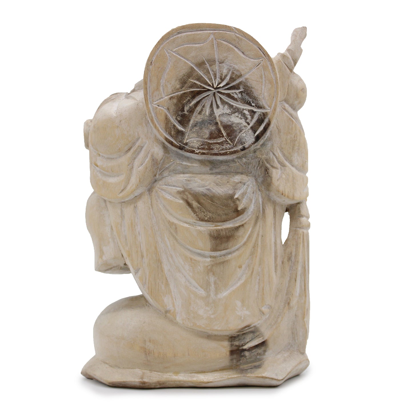 Bouddha heureux, mains levées - Blanchi à la chaux 40 cm