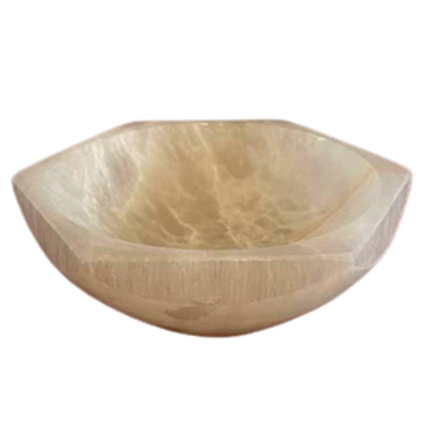 Bol hexagonal en sélénite - 15 cm